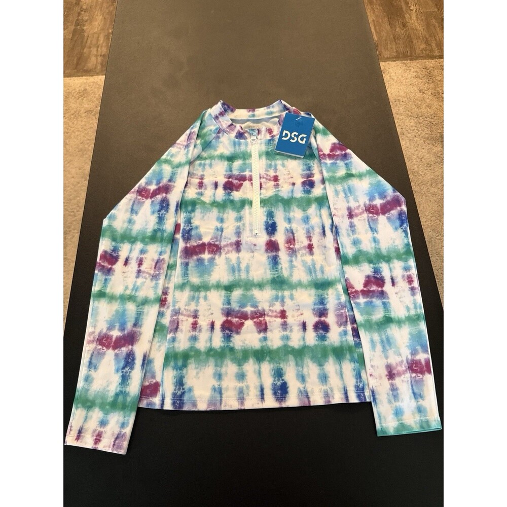 DSG Girls Tie Dye Rash Guard Swim Shirt UPF 50+ Long Sleeve Large NWT Free Ship